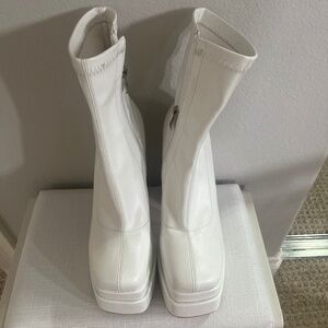 White platform boots